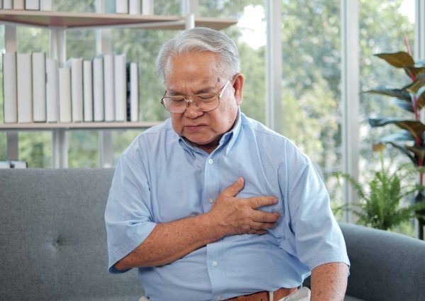 Elderly,Asian,Man,With,Chest,Pain,Suffering,From,Heart,Attack.